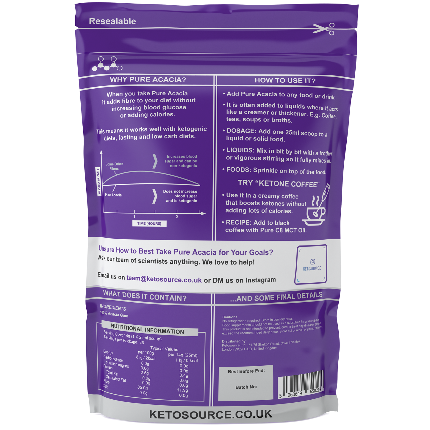 علبة تحتوي على 10 × كيتوسورس بيور أكاسيا (500 جرام)