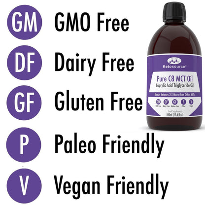 علبة تحتوي على 24 × زيت MCT نقي C8 | 500 مل